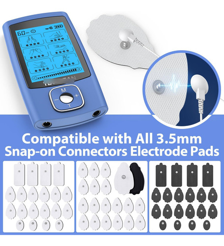 Estimulador Muscular Recargable 24 Modos Con 8 Almohadillas