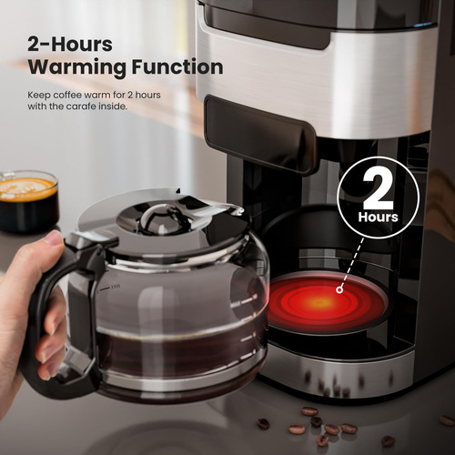 Electactic Cafetera De Goteo De 10 Tazas Con Molinillo