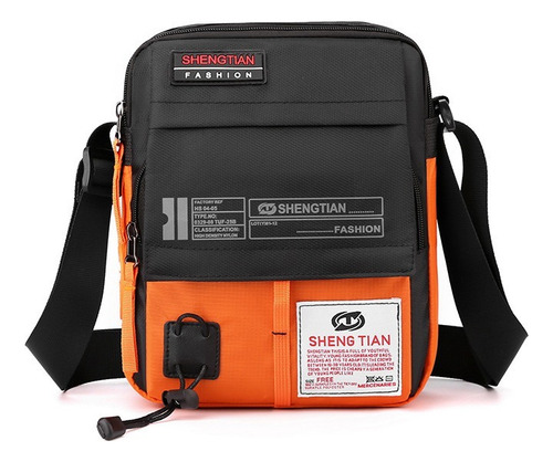 Bandolera Bolso De Hombro Multifunción Crossbody Naranja Oscuro Lisa Plastico Negro