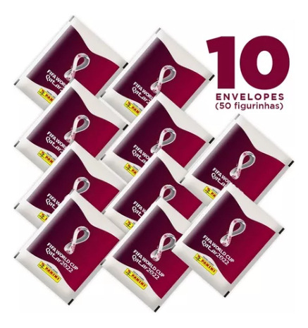 Kit 10 Envelopes Copa Do Mundo Qatar 2022 50 Figurinhas