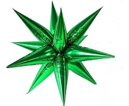 3 Globo De Estrella Picos 3d Star Magic 12 Puntas 26 Pulgad Color Verde