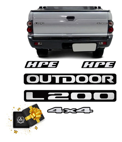 Kit Emblemas L200 Outdoor 4x4 Hpe 2007 Adesivos Resinados