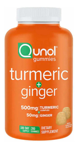 Qunol Turmeric+ginger 200 Gomitas 500mg Turmeric 50mg Ginger