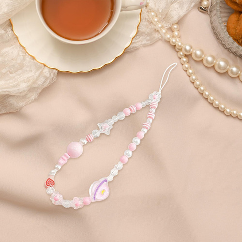 5 Pulseira De Miçangas Para Celular, Pingente Para Rosa