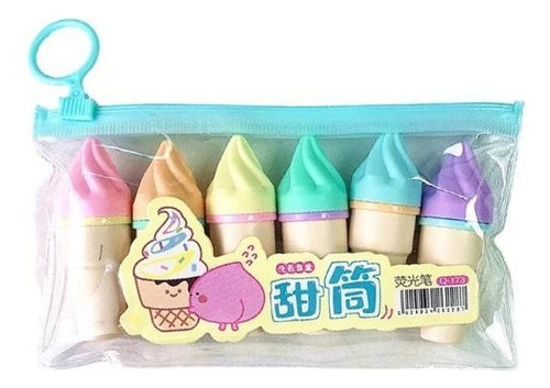 Texto de la marca Ice Cream Tones en tonos pastel con 6 unidades de helado