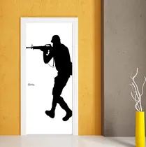 Comprar Vinilo Para Puerta Armas Milicia Combate Guerra Deco M4