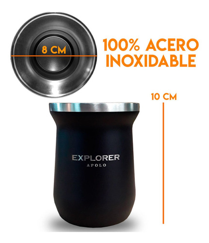 Imagen 5 de 11 de Mate Apolo Explorer Clasico Acero Inoxidable Terere Frio Cal