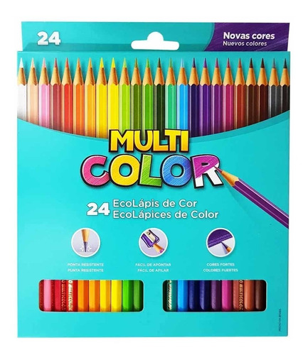 Lápis De Cor 24 Cores Multicolor