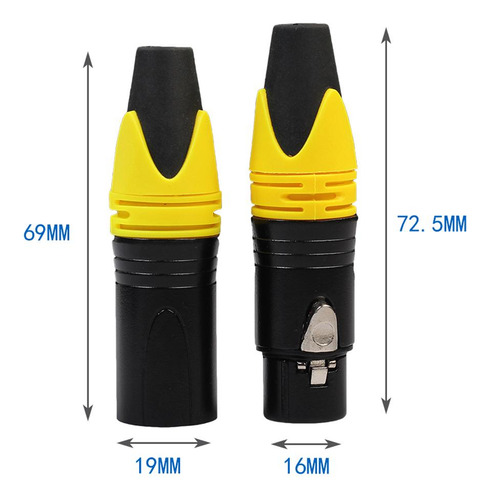 2 X 5 Pares Conector Xlr , Macho Y Hembra Amarillo