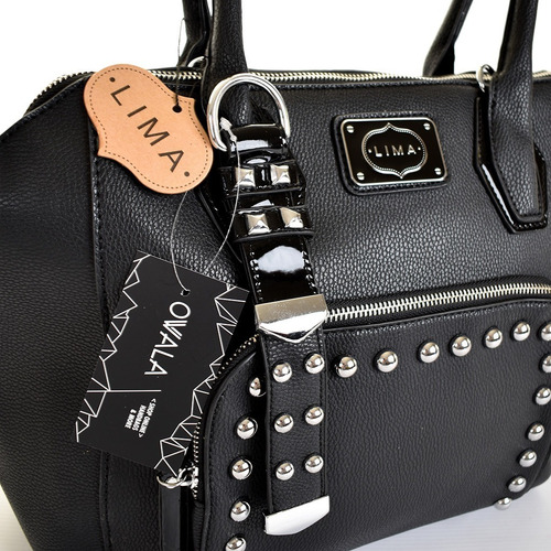 Imagen 3 de 6 de Carteras Importadas Cuero Ecologico Mujer Tachas Negras Lima