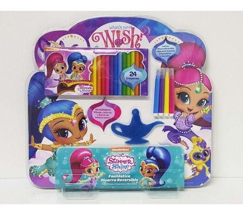 Imagen 1 de 5 de Shimmer & Shine Pizarra 2 Lados Con Fibras Y Crayones Kreker
