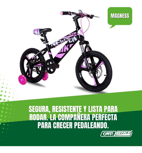 Bicicleta Infantil Newton Magness Rodado 20 Cuadro Ancho Negro/rosa R20