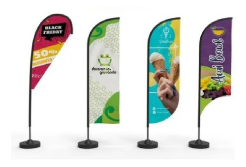 Imagem 1 de 6 de Kit 3 Windbanner Fly Flag Dupla Face Bandeira Sem Hastes 2,2