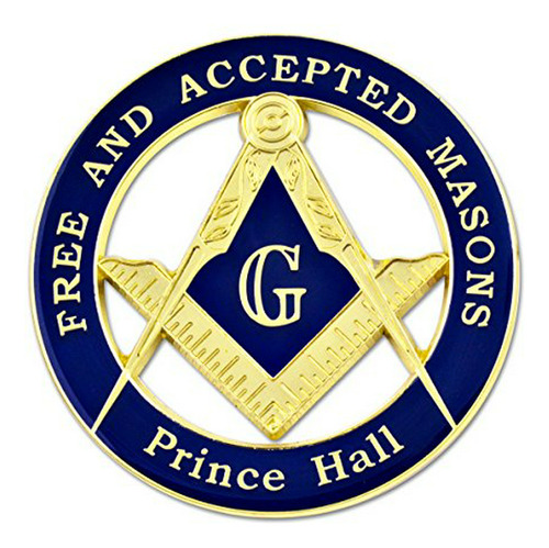 F & Am Prince Hall Ronda Masónico Emblema De Auto - Azul Y O