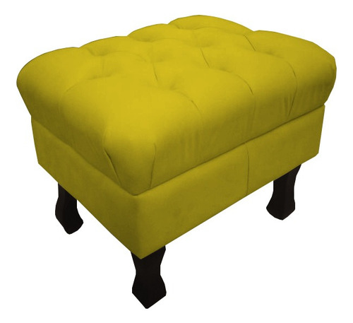 Kit 2 Puff Puf Decorativo Luiz Xv Triângulo Baixo Cor Amarelo