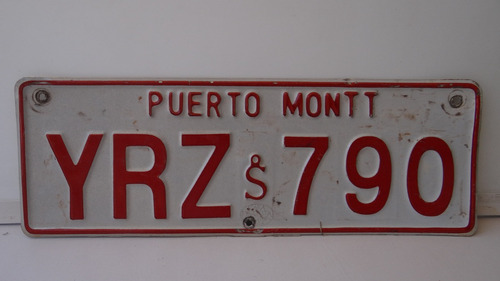 Placa Patente Antigua Chilena, Puerto Montt- Remolque 