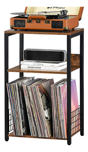 Lelelinky 3 Tier End Table, Record Player Stand Con Almacena