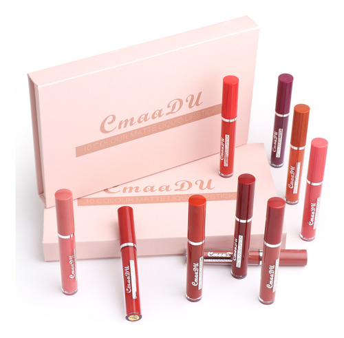 Ho Caja De 10 Piezas De Lápiz Labial Mate Y Brillo De Labios