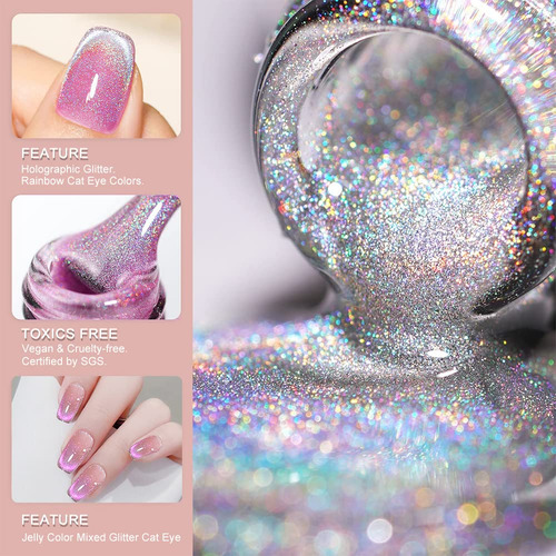 Esmalte De Uñas De Gel Con Purpurina, Esmalte De Uñas Magnét