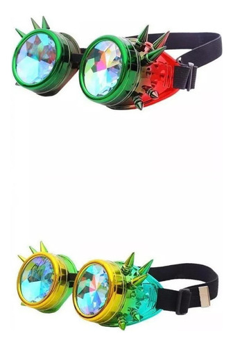 2 Gafas Rainbow Steampunk Goggles De Caleidoscopio