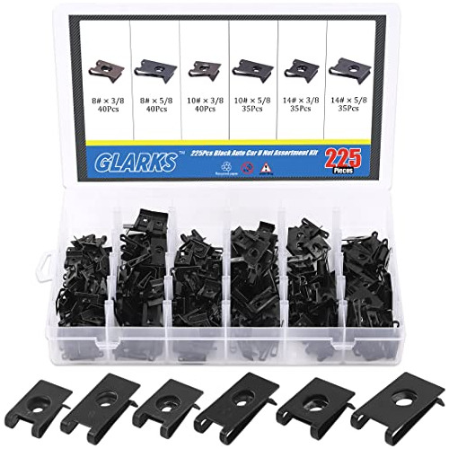 Kit De Surtido De 225 Clips U Automóviles Negro, 6 Tam...