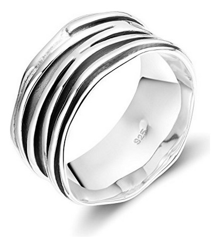 Anillo Ancho Plata 925 Tungsteno 10mm