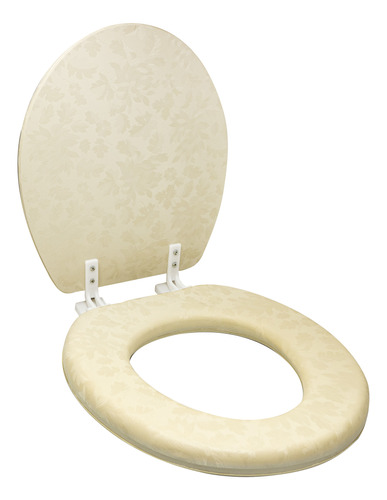 Asiento Cerrado Beige Acojinado Corto Para Wc Baño Lujo