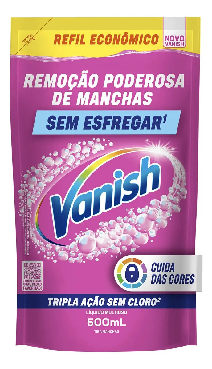Tira Manchas Vanish Líquido Multiuso sem Cloro para Roupas Coloridas Refil 500ml