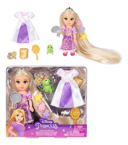 Muñeca Rapunzel Disney Princesa Pelo Largo Vestido Morado