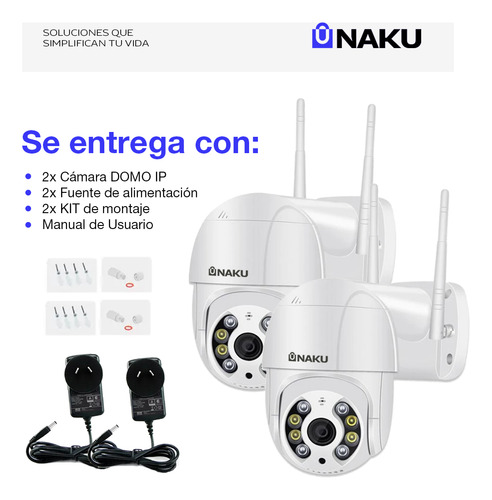 Kit X2 Cámara De Seguridad Wifi Ip Naku Cv-001 Full Hd Motorizada Nocturna 4mp