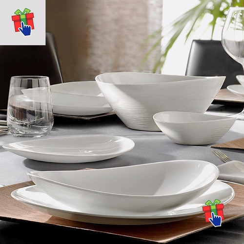 Imagen 4 de 5 de Set X12 Platos Steak Vidrio Opalina Ovalado 30x26cm