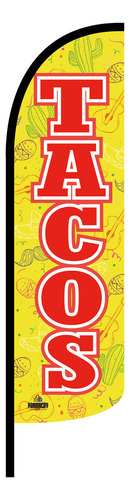 Bandera Publicitaria Tacos Roja (4x1) Completa