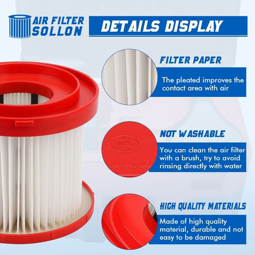 Para Filtro Hepa De Repuesto Para Milwaukee Cordless M18 /