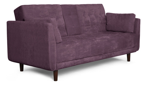 Sofá Cama Zeppelin Makora Essentials De Velvet Con Portavaso Color Violeta Oscuro Diseño De La Tela Liso