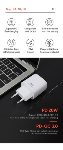 Cargador Para iPhone 10 11 12 13 Puerto Pd Fast Ch Y Qc 3.0