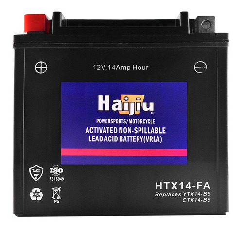 Imagen 1 de 8 de Batería Moto Haijiu Htx14-fa Agm Gel Libre Mantenimiento