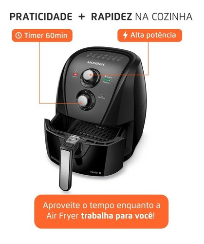 Fritadeira Sem Óleo Air Fryer Afn-40-bft 4l 1500w Mondial Cor Preto 110V