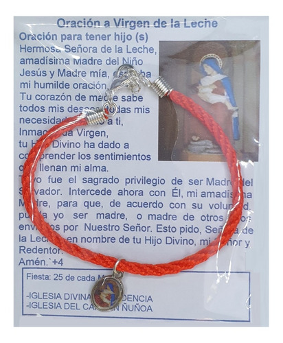 Imagen 1 de 1 de Pulsera De Virgen De La Leche, Cordón, Hecha A Mano