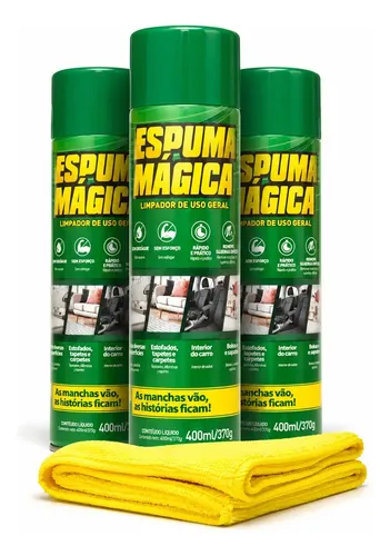 Kit C/ 3 Espuma Mágica Limpa Tudo Com Praticidade Sofá E Estofados Branco Multi Limpeza