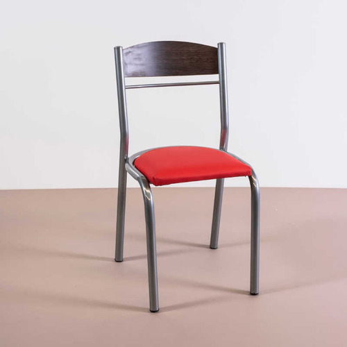 Silla Caño Reforzado Super Perlina. Asiento Tapizado Resp. Madera