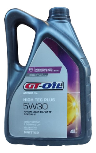 Óleo Sintético 5w30 High Tec Plus Api Sn Galão 4litros Gtoil