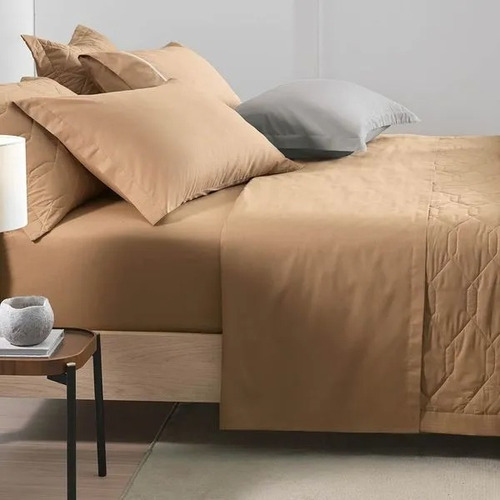 Jogo De Cama King 180 Fios 100% Algodão 4 Peças - Karsten Cor Caramelo Desenho Do Tecido Liss Modelos Liss