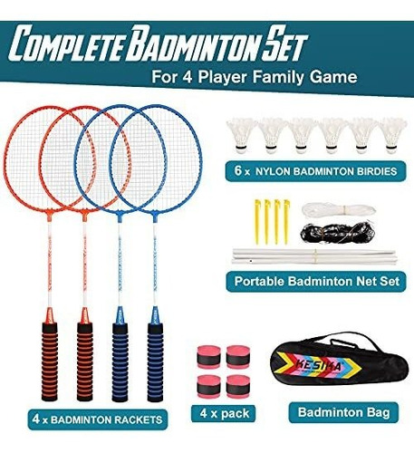 Imagen 2 de 7 de Pelota, Gallitos De Bádmi Red De Bádminton Hdda Raquetas De