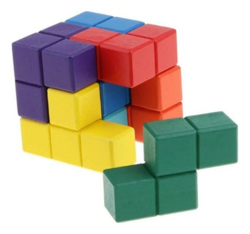 Cubo De Madera Rubik, Tetris 7 Piezas, Juego De Ingenio