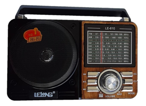 Rádio Retro Usb Sd Am Fm Sw Bluetooth Lanterna Le-610 Madeir