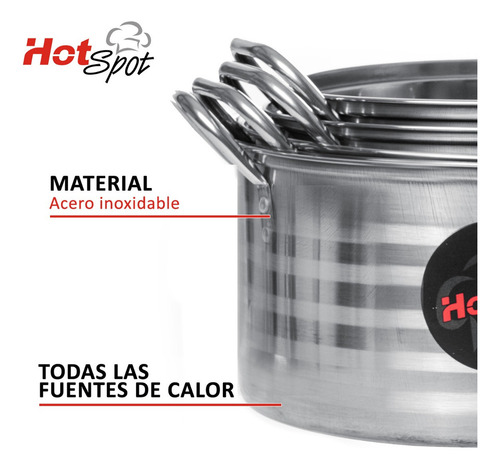Juego Ollas 8 Piezas Acero Inoxidable Hot Spot Z309 24 26 28