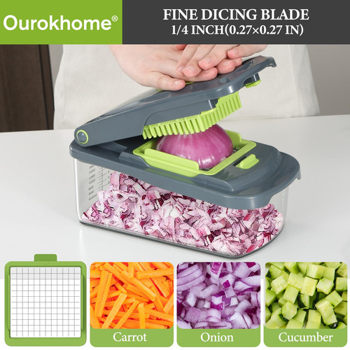 Cortador De Verduras Ourokhome Modelo Manual Con Contenedor Verde