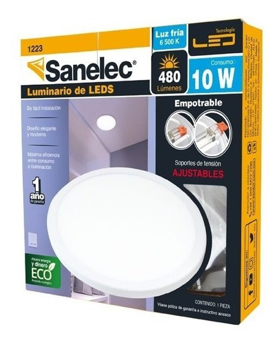 Luminario Led Circular Ajustable Luz Fría 10w 1223 Sanelec