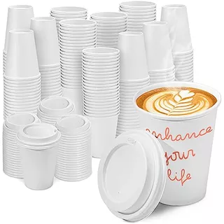 [100 Pack] 8 Oz Disposable White Paper Cups With White ...