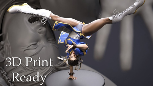  Archivo Stl Impresión 3d - Street Figther Chun Li Spin Kick